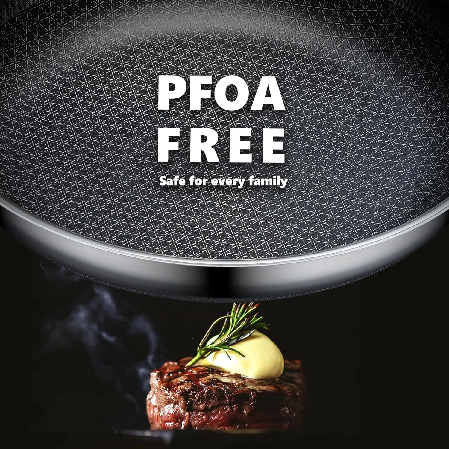 Non Stick Frying Pans Set with 2 Lid, Hybrid Pans Set Nonstick (8 10 12inch),Pan for cooking, PFOA Free Kitchen set, Dishwasher and Oven-Safe Cookware Sets, Stainless Steel Skillets
