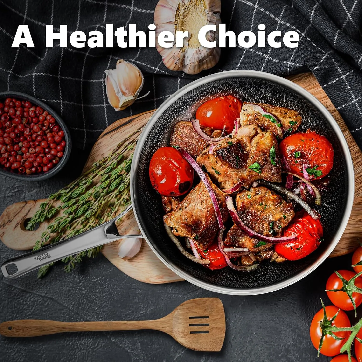 Non Stick Frying Pans Set with 2 Lid, Hybrid Pans Set Nonstick (8 10 12inch),Pan for cooking, PFOA Free Kitchen set, Dishwasher and Oven-Safe Cookware Sets, Stainless Steel Skillets
