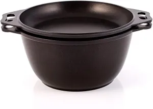 Non-Stick Kazan for Making Pilaf with Glass Lid, Camping Cookware Dutch Oven Kitchen Pot (3.2-qt. 3 L)