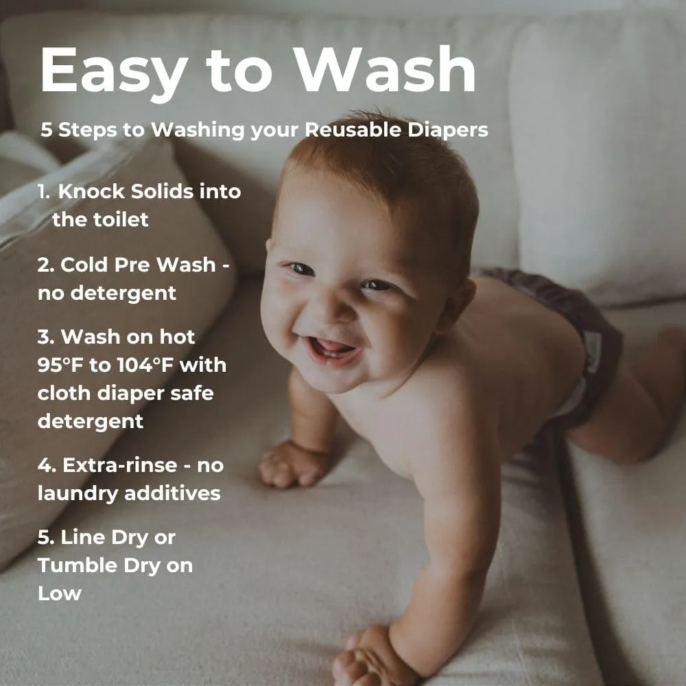 Nora's Nursery Cloth Diapers 7 Pack with 7 Inserts & 1 Wet Bag - Waterproof Cover, Washable, Reusable & One Size Adjustable Pocket Diapers for Newborns and Toddlers - Outer Space
