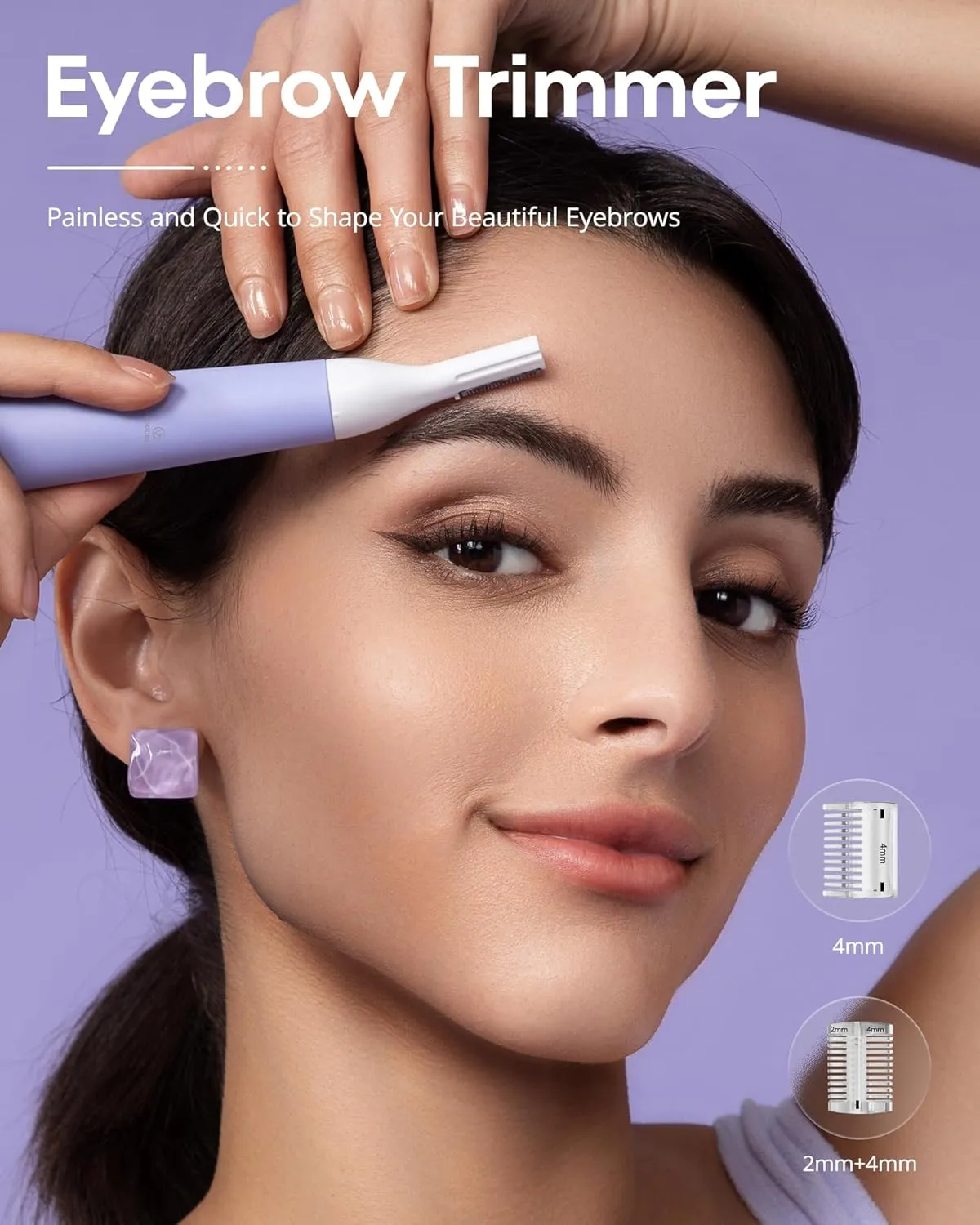 Nose Hair Trimmer for Women: Rechargeable 2 in 1 Ear Eyebrow Trimmer (Purple)