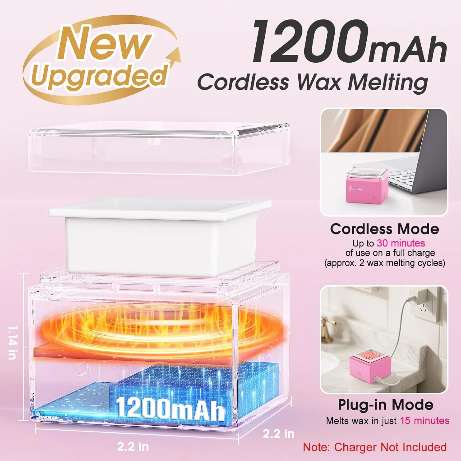 Nose Wax Kit Men, Cordless Mini Wax Warmer for Eyebrow Ear Hair Removal, Waxing Kit for Women Men with 100g Beads, 6 Applicators, 6 Nose Sticks, Storage Bag, Waxer Melter Machine for Home Travel Use