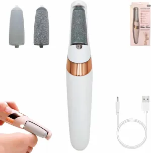 Novetek Electric Feet Callus Remover, Portable Waterproof Electric Foot File Callus Remover for Feet, Rechargeable Pedicure Tools Kit with 2 Rollers, Pedi Foots Care for Dead, Hard Cracked (White)