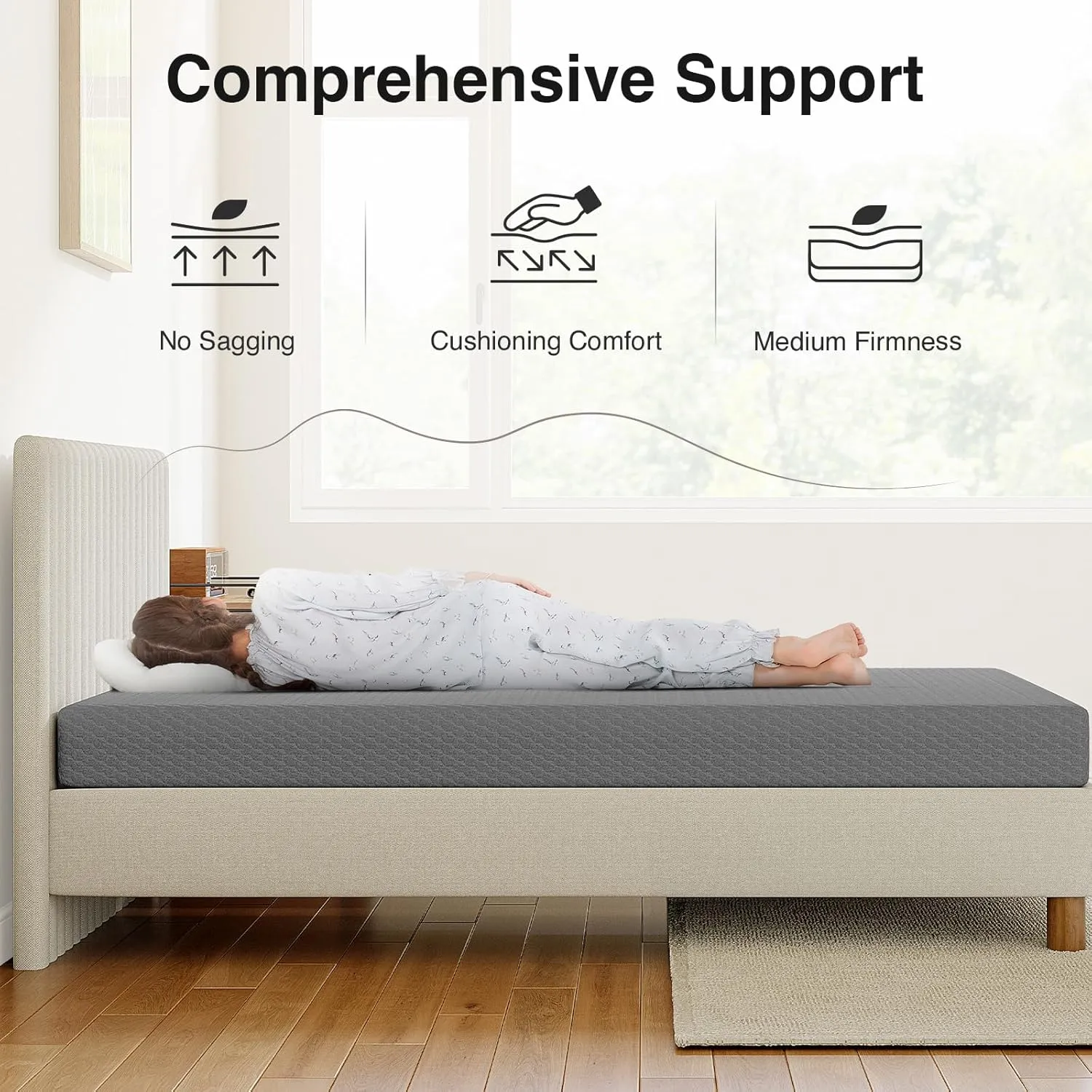Novilla 6 Inch Twin Mattress in a Box, Cooling Twin Memory Foam Mattress for Pressure Relieving, Supportive Foam & Breathable Fabric, CertiPUR-US Certified Bed Mattresses for Kid & Adult