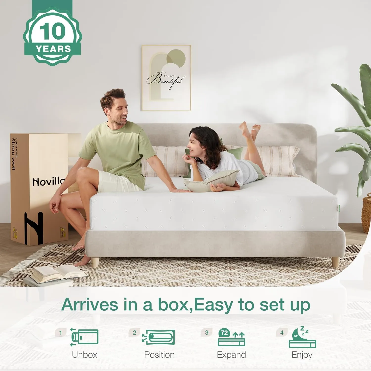 Novilla Queen Mattress, 12 Inch Queen Memory Foam Mattress for Supportive & Pressure Relief, Removable Washable Cover,CertiPUR-US Certified Mattresses in a Box, Firm