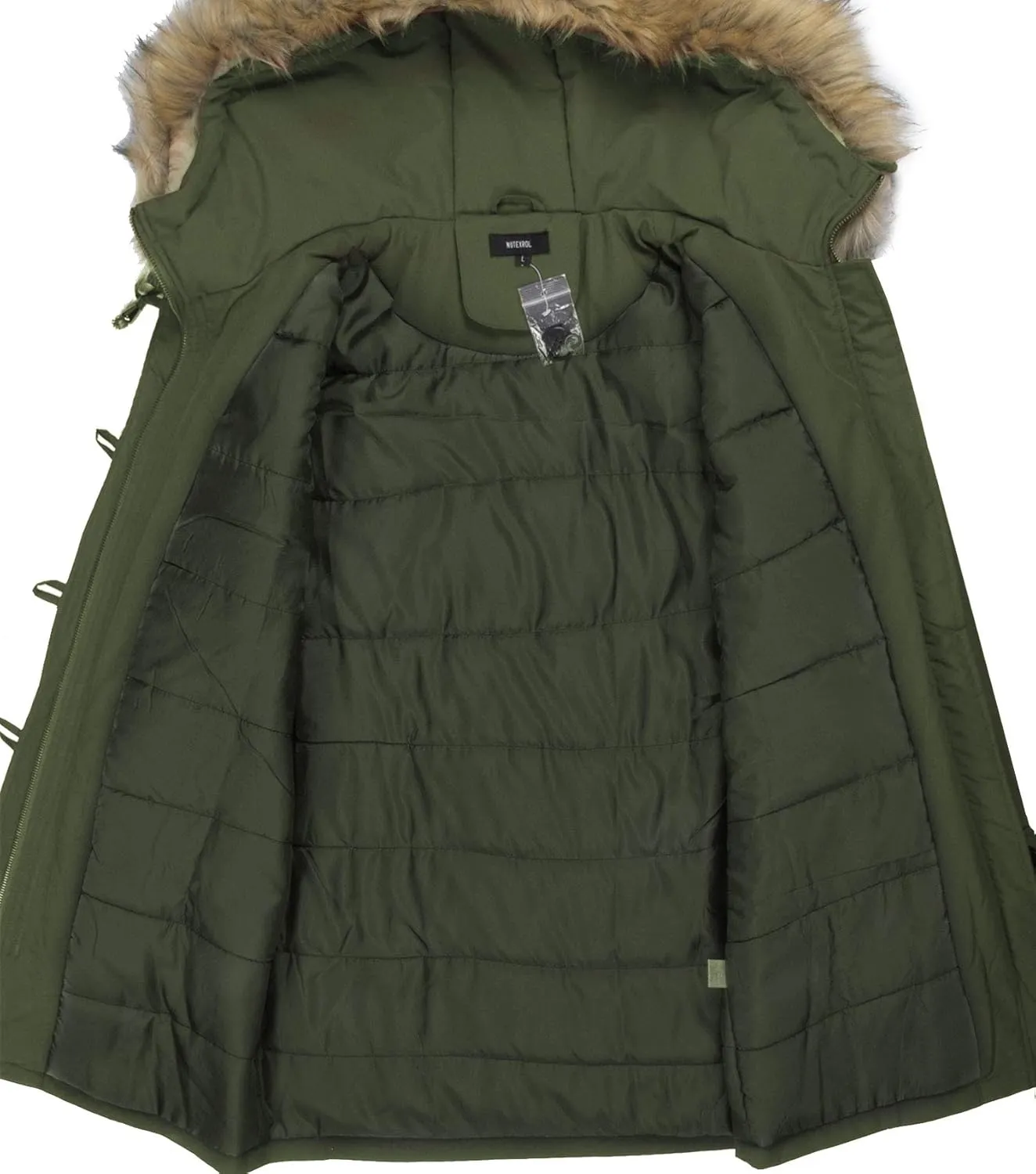 NUTEXROL Women's Heavy Thicken Puffer Down Warm Parka Padded Winter Hooded Insulated Jacket Overcoat with Faux Fur Hood