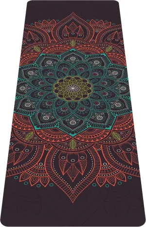 nuveti Printed Travel Yoga Mat-1/16 Inch Thick Non Slip Fitness Workout Mat with Carrying Bag, Foldable Lightweight Suede & Natural Rubber Yoga Mat for Yoga Pilates and Fitness 72" L x 24" W x 1.5mm