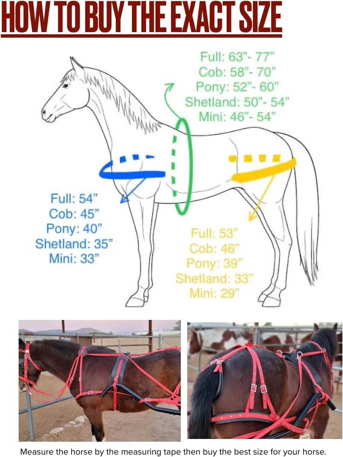 Nylon Driving Harness for Horse Cart, Heart Shaped Studd & Sparkling Stones on Browband Full, Cob, Pony, Shetland, Mini Brown (Mini)