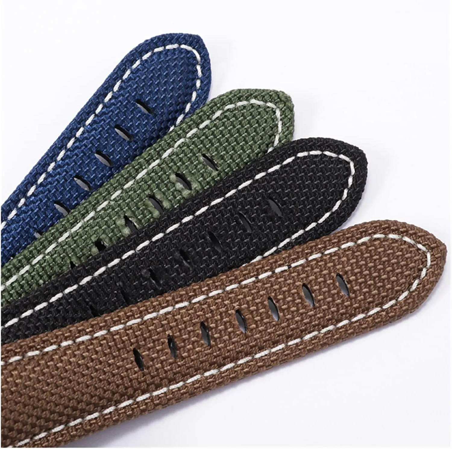 Nylon Waterproof Sport Watchband 22 24 26mm Black Brown Strap Compatible With Panera- Diesel Men's Leather Wristband