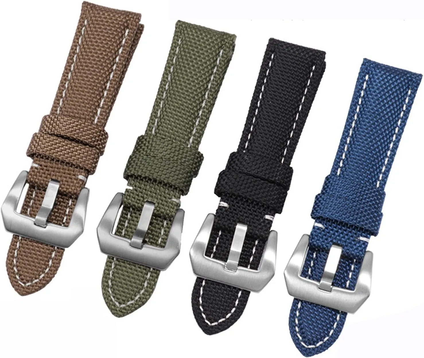 Nylon Waterproof Sport Watchband 22 24 26mm Black Brown Strap Compatible With Panera- Diesel Men's Leather Wristband