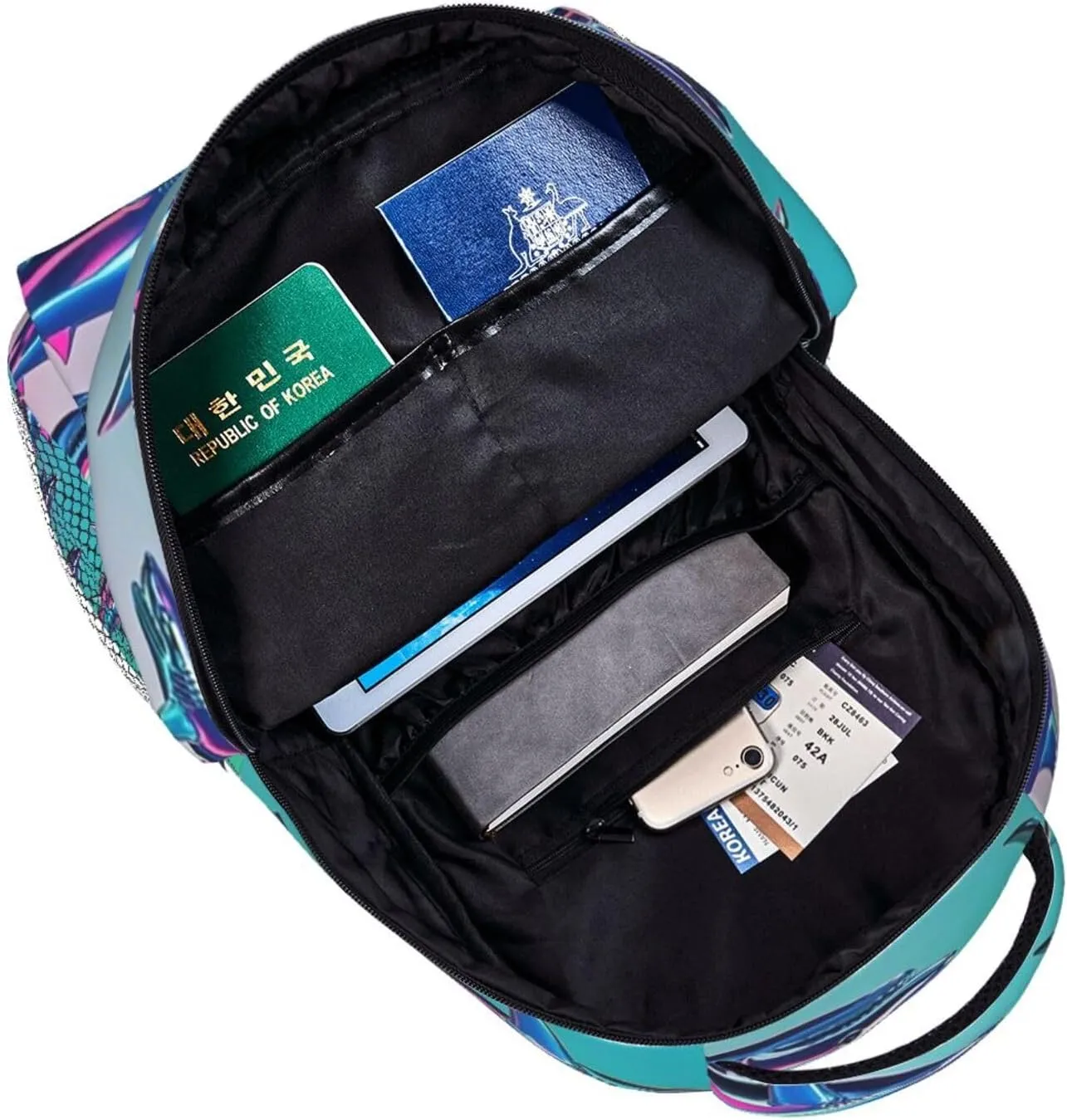 Ocean Sea Shark Fish Art Shoulder Book Bags Polyester Multipurpose Anti-Theft Carry On Bag Large Capacity Travel Hiking & Camping Rucksack