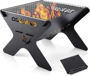 Odoland Bundle - 2 Items Camping Campfire Grill and Titanium Camping Cookware