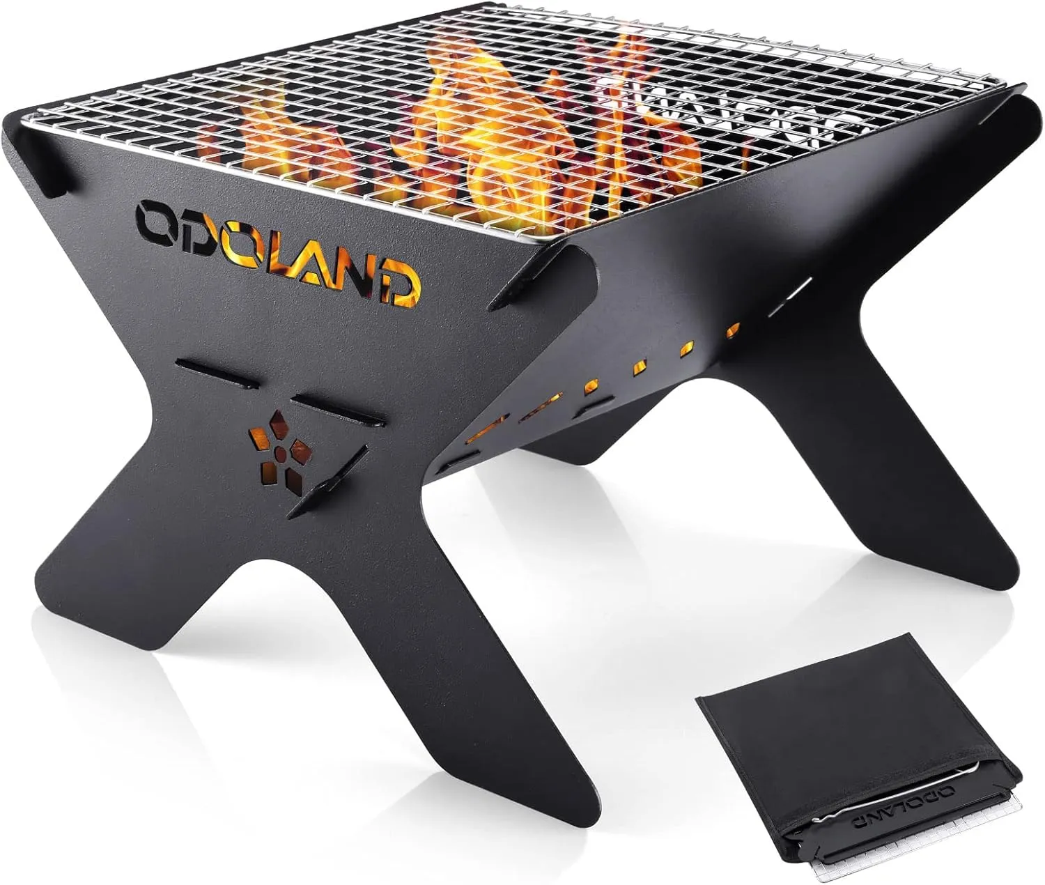 Odoland Bundle - 2 Items Camping Campfire Grill and Titanium Camping Cookware