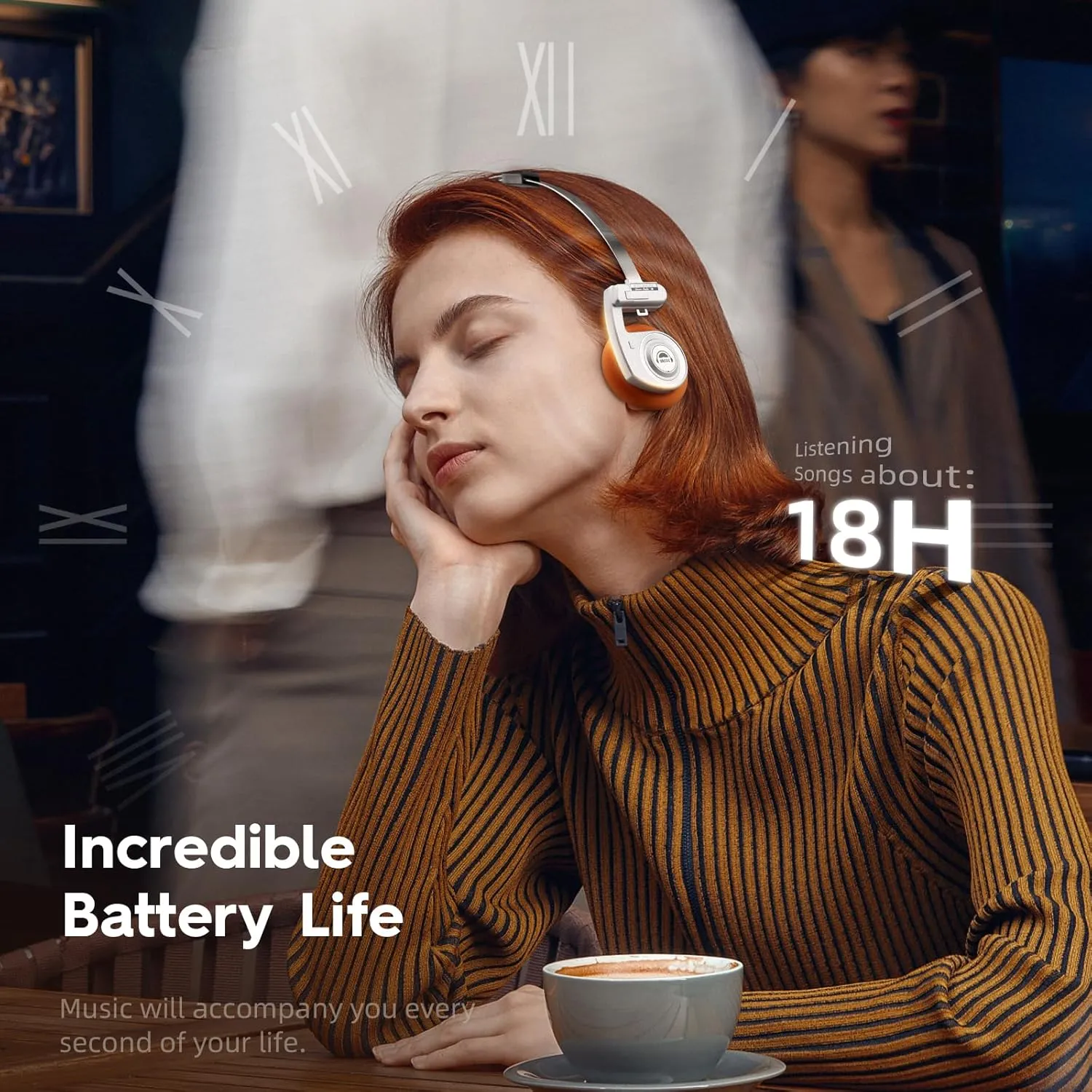 okcsc Classic Retro Headphones, Retro Style, BT Wireless On-Ear Headsets, Ultra Lightweight Retro Headsts/40mm Class Composite Film/80s 90s Design/BT 5.3 & Wired Two Connection Modes, BT/Silver