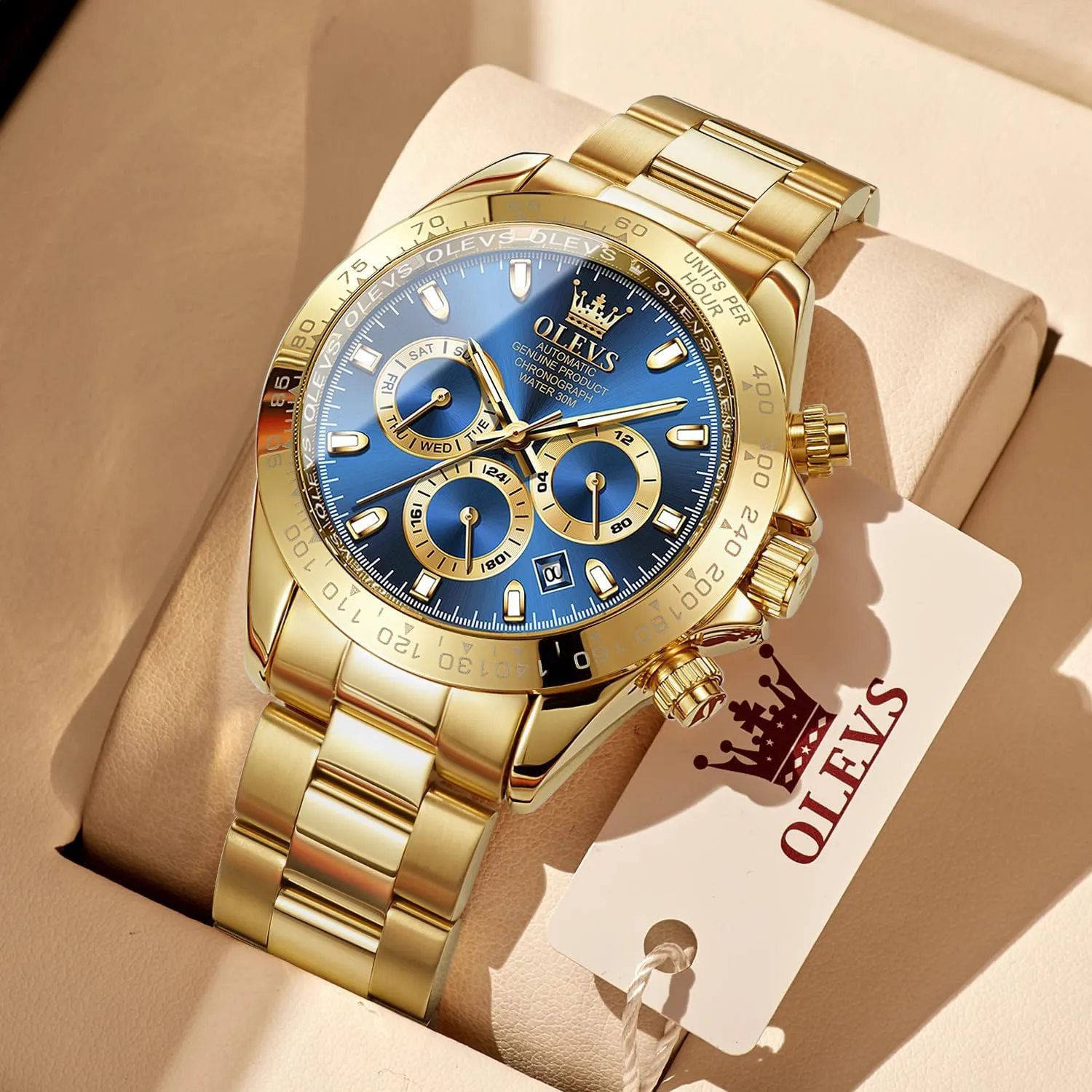 OLEVS Automatic Gold Watches for Men Luxury Classic Stainless Steel Calendar Luminous Waterproof Watches for Men