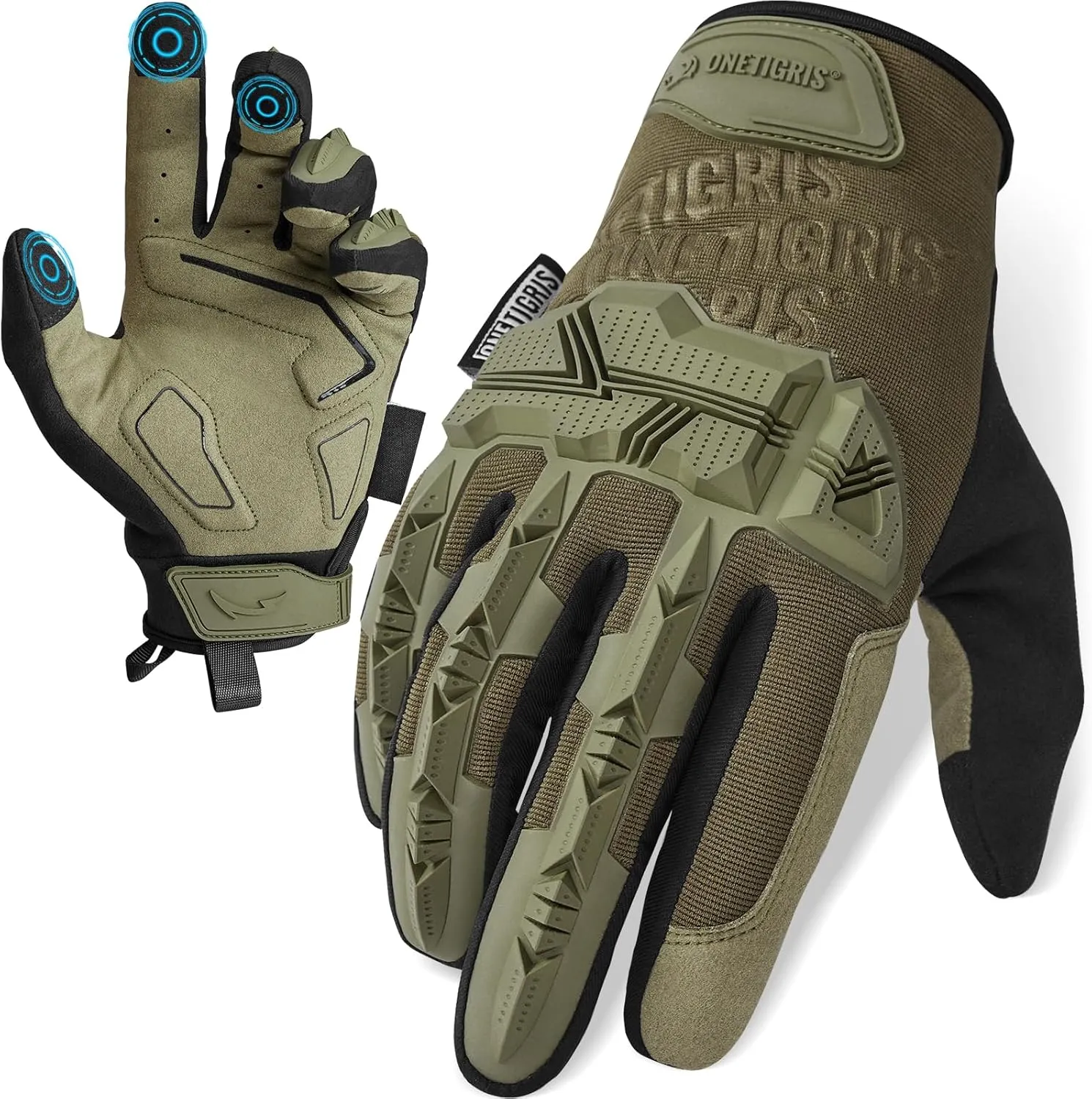 OneTigris Motorcycle Gloves for Men With Soft Palm Pads, Touchscreen for Riding, Paintball, Cycling, Work, Hunting, Hiking, Camping, and Climbing