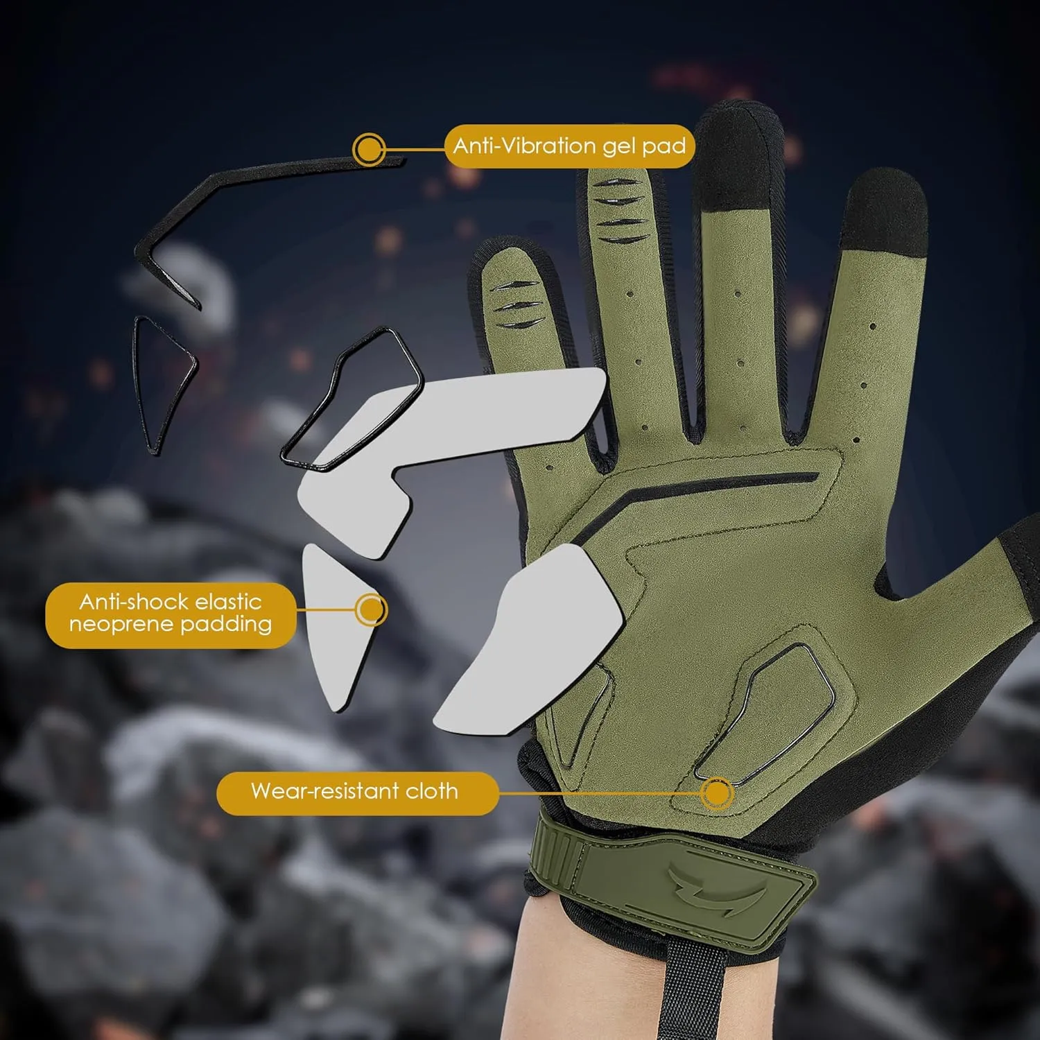 OneTigris Motorcycle Gloves for Men With Soft Palm Pads, Touchscreen for Riding, Paintball, Cycling, Work, Hunting, Hiking, Camping, and Climbing