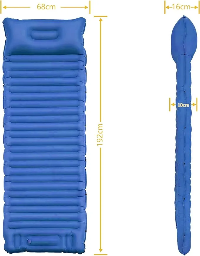 ONTYZZ Inflatable Sleeping Pad Ultralight Inflatable Sleeping Pad Camping Sleeping Pads with Pillow and Built-in Foot Pump for Hiking Traveling Camping, Blue