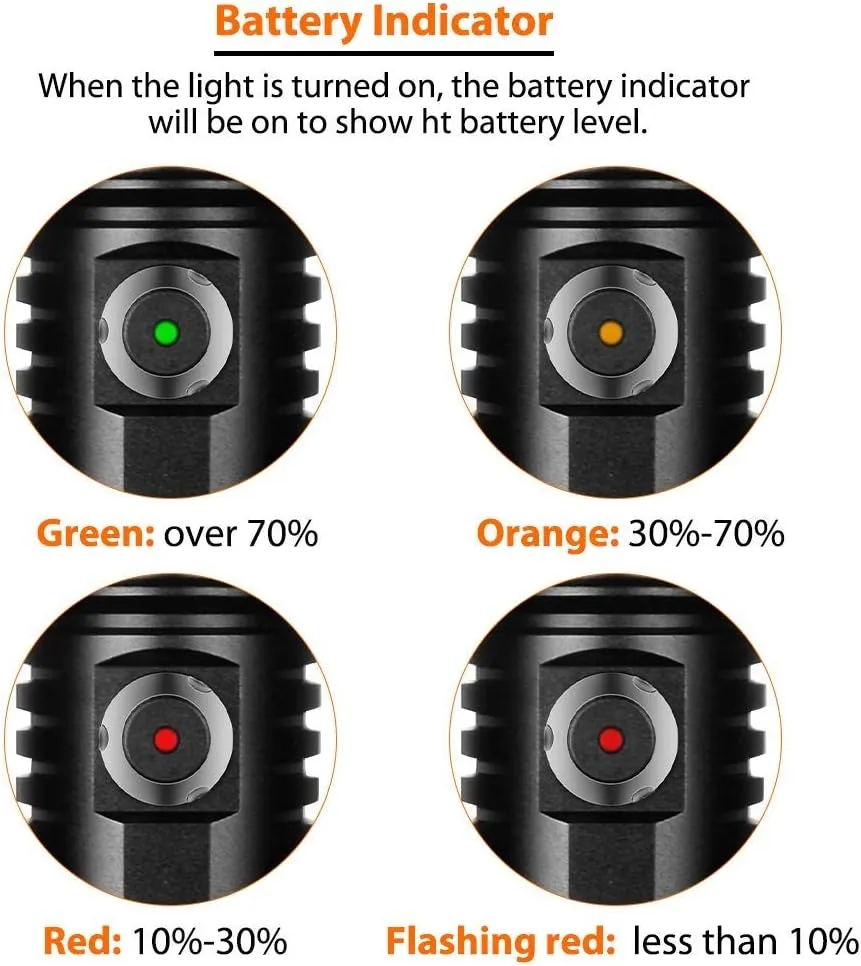 ORCATORCH D530 Scuba Dive Light, 1200 Lumens, 7 Degrees Narrow Beam Angle, Titanium Alloy Side Button Switch, 2 Lighting Modes, with Battery Indicator for Deep Sea Cave (5500K Warm White Light