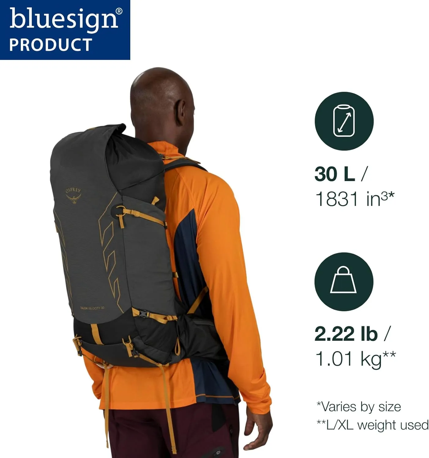 Osprey Talon Velocity 30L Men's Hiking Backpack, Matcha Green/Lemongrass, L/XL