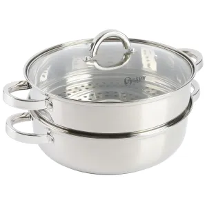 Oster Sangerfield Stainless Steel Cookware 5-Quart Pasta Pot Set w/Steamer, Basket & Lid