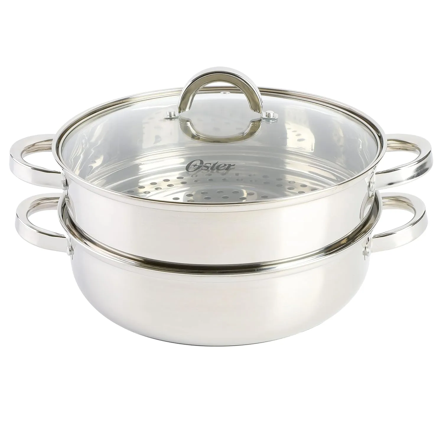 Oster Sangerfield Stainless Steel Cookware 5-Quart Pasta Pot Set w/Steamer, Basket & Lid