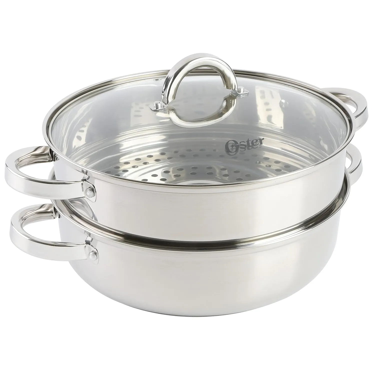 Oster Sangerfield Stainless Steel Cookware 5-Quart Pasta Pot Set w/Steamer, Basket & Lid