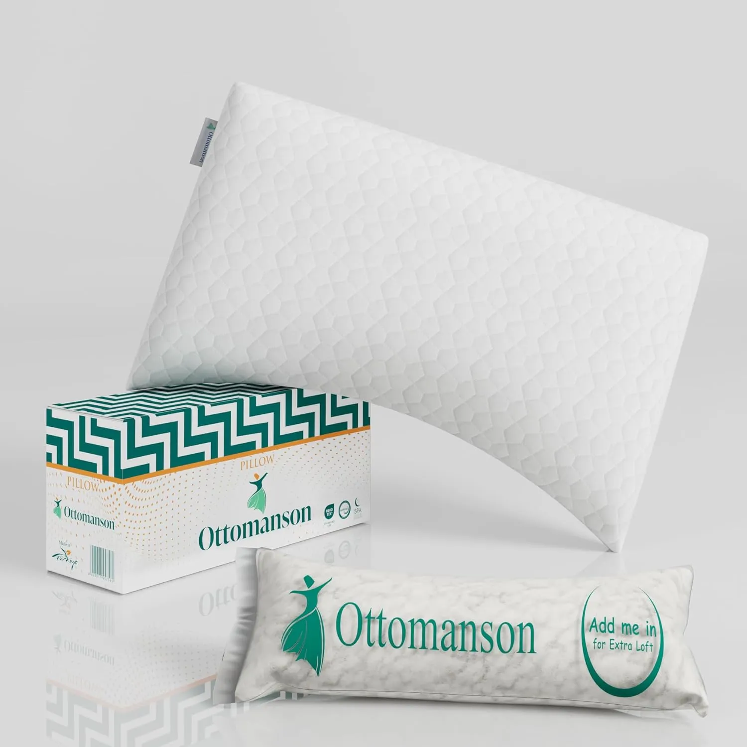 Ottomanson Queen Size Adjustable Comfort for Neck and Shoulder Pain, CertiPUR-US, Extra Shredded Pack Included, Memory Foam Pillow for Stomach, Back and Side Sleepers, 29"x19", White C