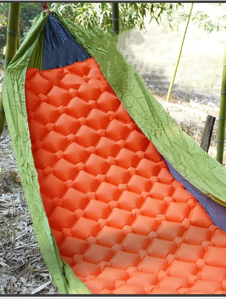 Outdoor Camping Sleeping Pad Inflatable Mattress with Pillows Ultralight Air Mat Built-in Inflator Pump Travel Hiking (Camouflage)