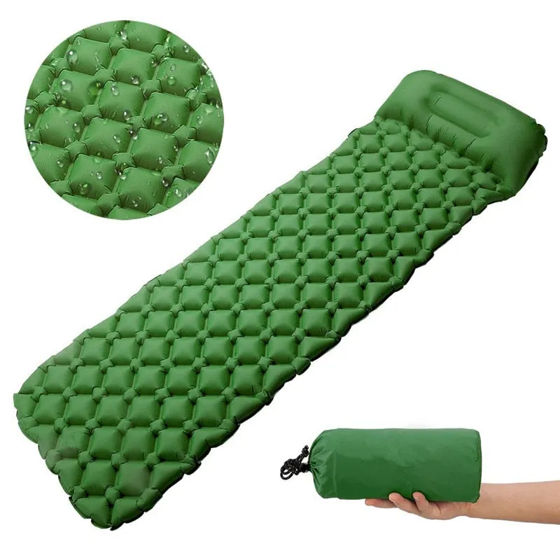 Outdoor Inflatable Sleeping Pad Inflatable Air Cushion Camping Mat with Pillow Air Mattress Sleeping