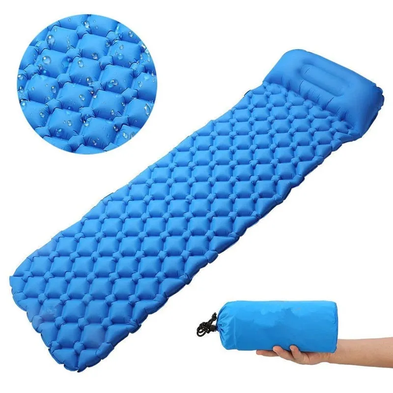 Outdoor Inflatable Sleeping Pad Inflatable Air Cushion Camping Mat with Pillow Air Mattress Sleeping