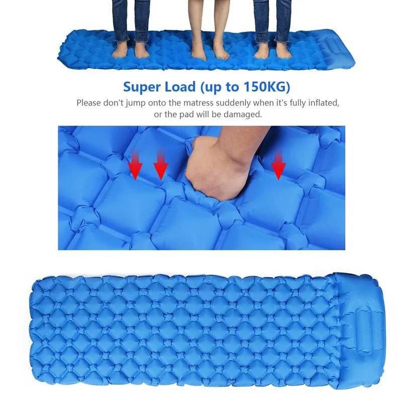 Outdoor Inflatable Sleeping Pad Inflatable Air Cushion Camping Mat with Pillow Air Mattress Sleeping