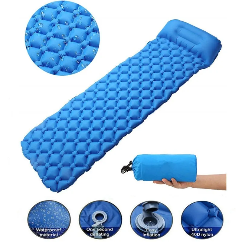 Outdoor Inflatable Sleeping Pad Inflatable Air Cushion Camping Mat with Pillow Air Mattress Sleeping