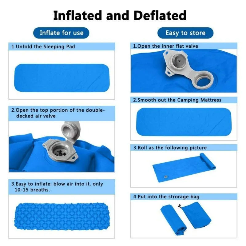 Outdoor Inflatable Sleeping Pad Inflatable Air Cushion Camping Mat with Pillow Air Mattress Sleeping