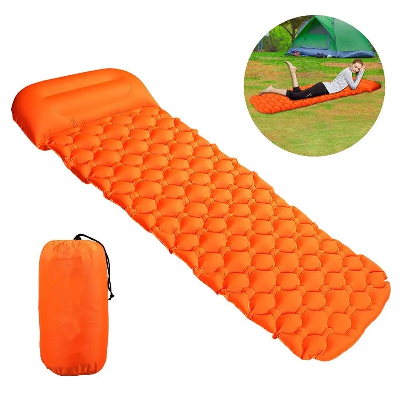 Outdoor Inflatable Sleeping Pad Inflatable Air Cushion Camping Mat with Pillow Air Mattress Sleeping
