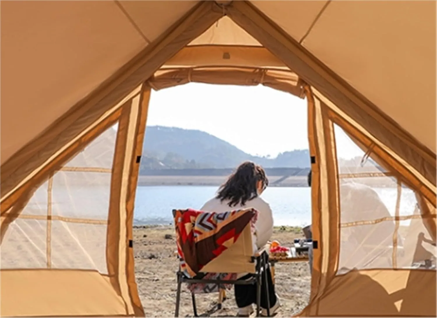 Outdoor Inflatable Tent Free to Build Thick Cotton Cloth Camping Multi-Person Rainproof Camping Equipment