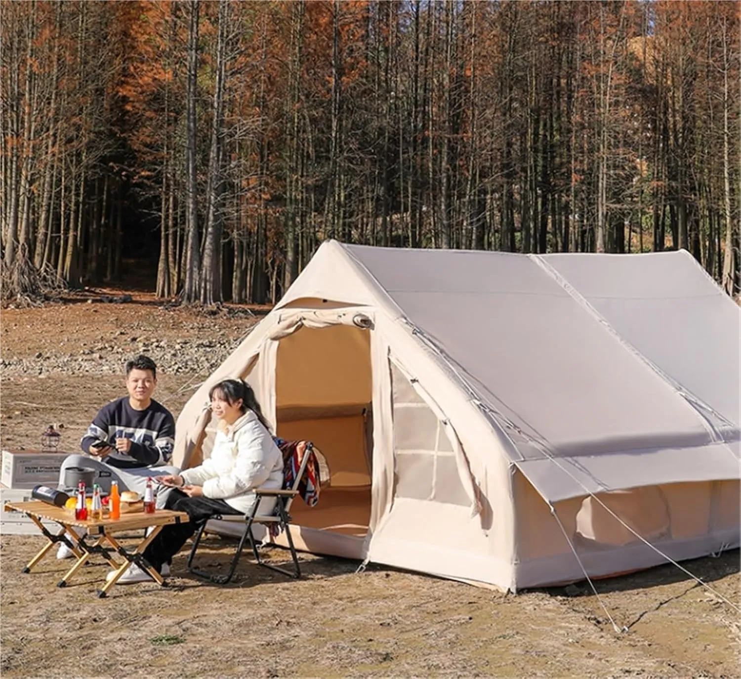 Outdoor Inflatable Tent Free to Build Thick Cotton Cloth Camping Multi-Person Rainproof Camping Equipment