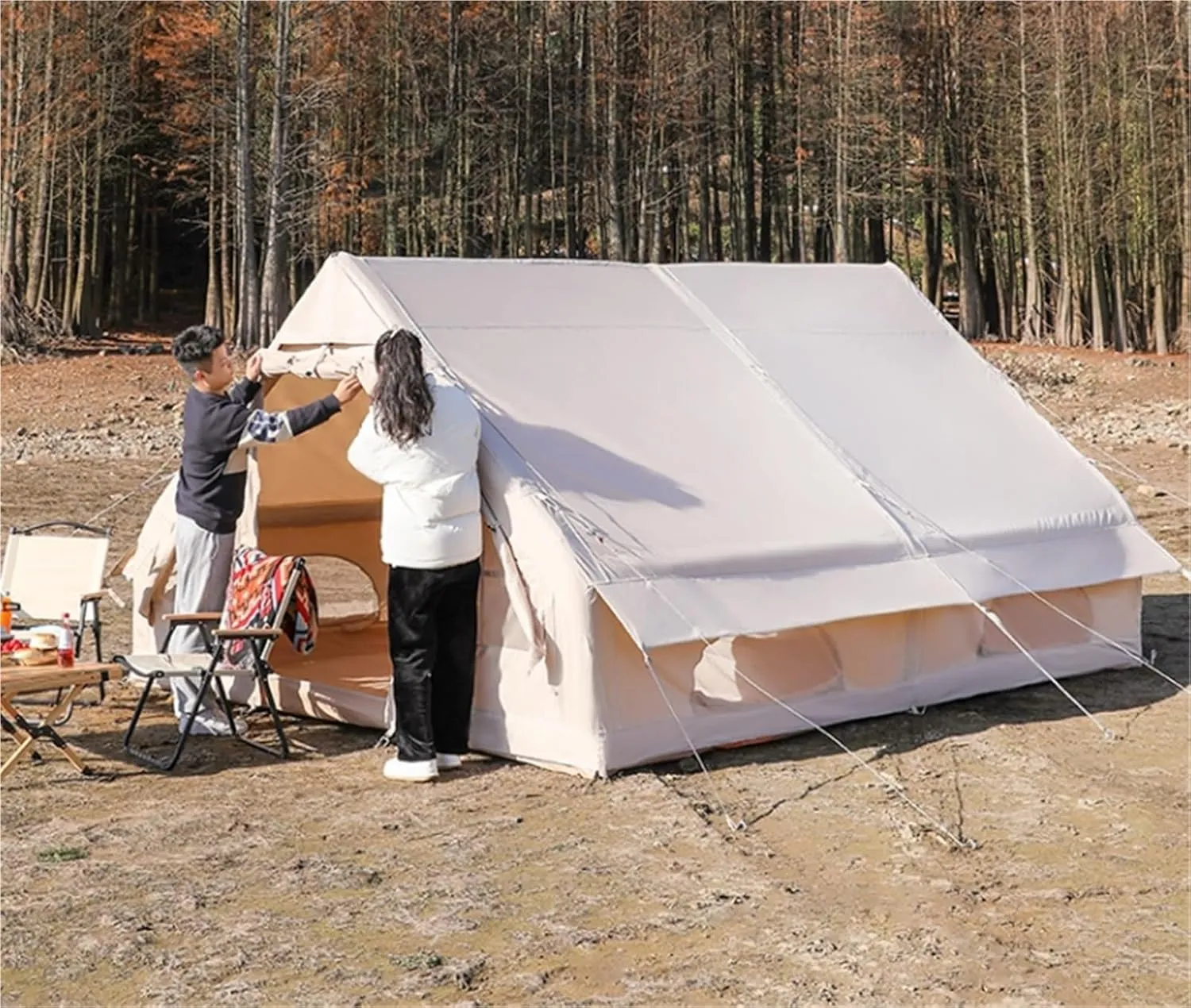 Outdoor Inflatable Tent Free to Build Thick Cotton Cloth Camping Multi-Person Rainproof Camping Equipment