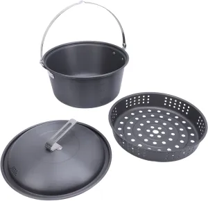 Outdoor Picnic Pot with 5L Large Capacity,Portable Aluminum Alloy Camping Cookware Kit for Camping Picnics Barbecue Cooking Boiling Steaming Grilling,22 x 20cm