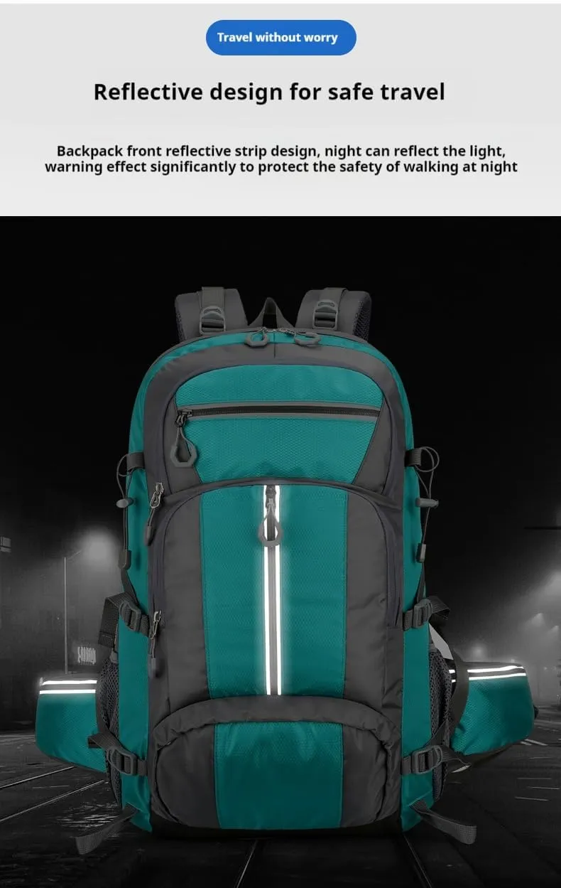 Outdoor travel backpack, hiking, long journey, camping large-capacity mountaineering bag, fitness, basketball sports backpack (blue)