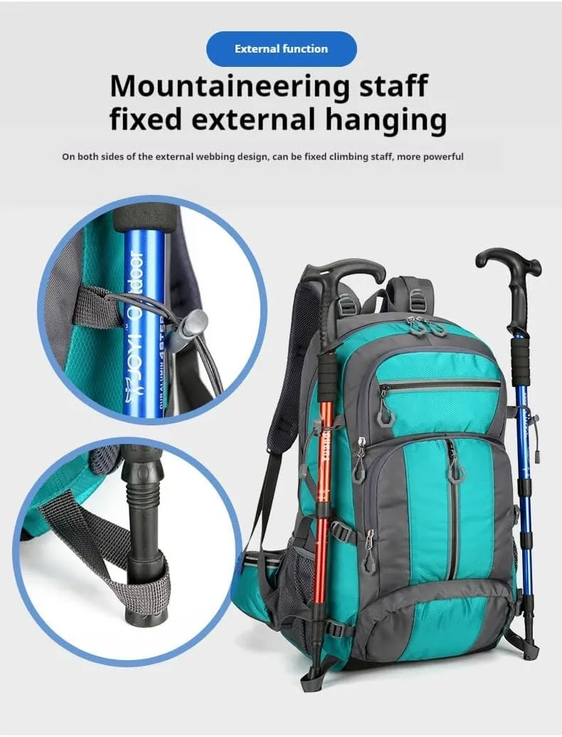 Outdoor travel backpack, hiking, long journey, camping large-capacity mountaineering bag, fitness, basketball sports backpack (blue)