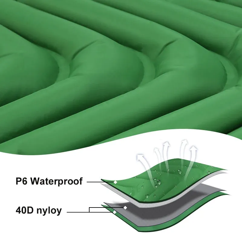 PACOONE Ultralight Inflatable Camping Mattress with Built-in Pump, 2.6" Thick Sleeping Mat