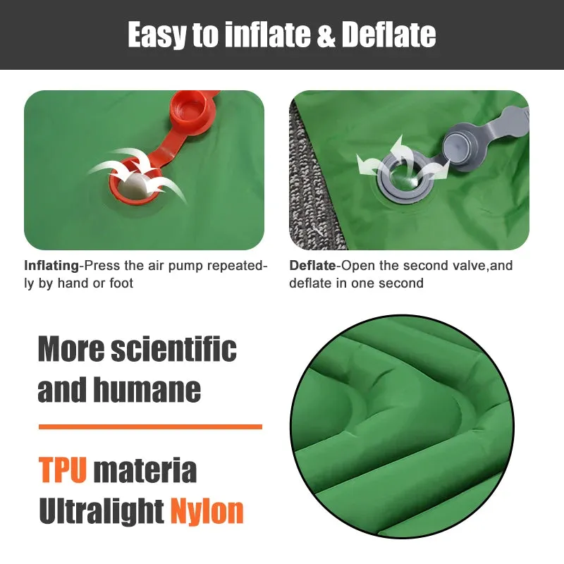 PACOONE Ultralight Inflatable Camping Mattress with Built-in Pump, 2.6" Thick Sleeping Mat
