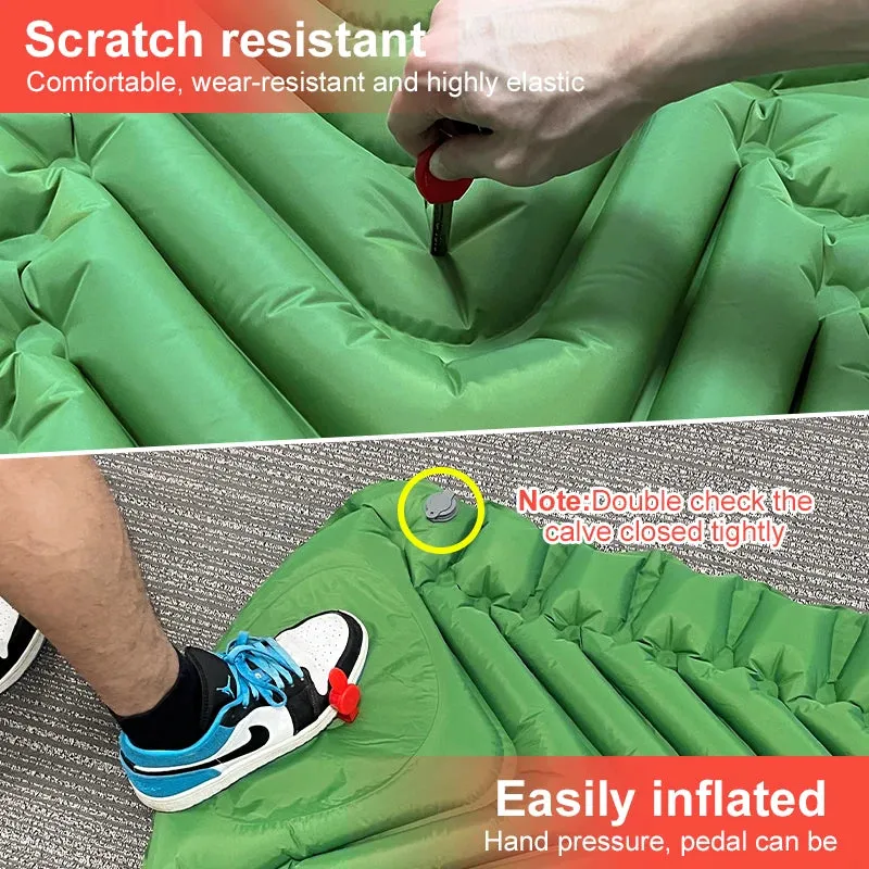 PACOONE Ultralight Inflatable Camping Mattress with Built-in Pump, 2.6" Thick Sleeping Mat