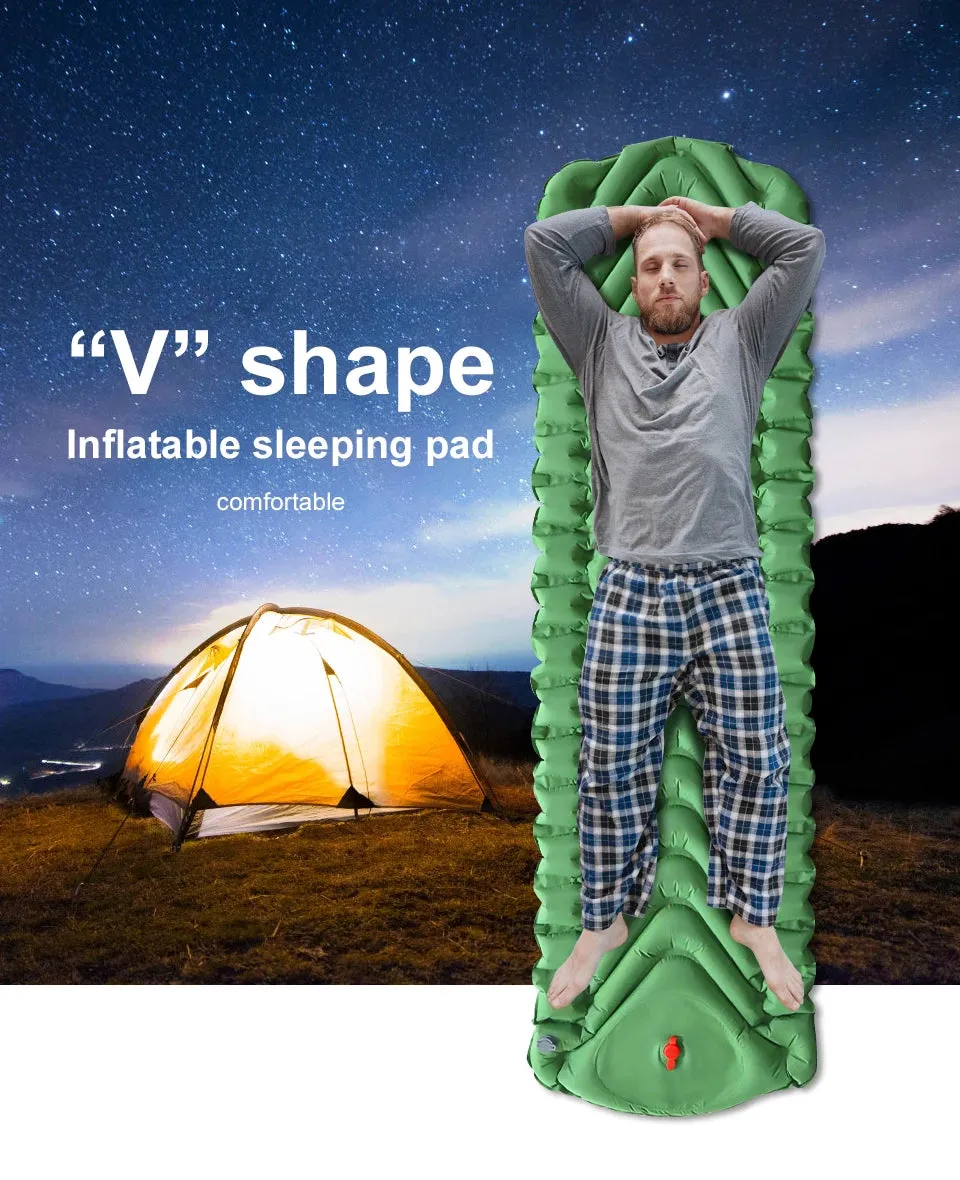 PACOONE Ultralight Inflatable Camping Mattress with Built-in Pump, 2.6" Thick Sleeping Mat