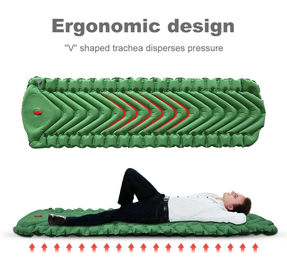 PACOONE Ultralight Inflatable Camping Mattress with Built-in Pump, 2.6" Thick Sleeping Mat