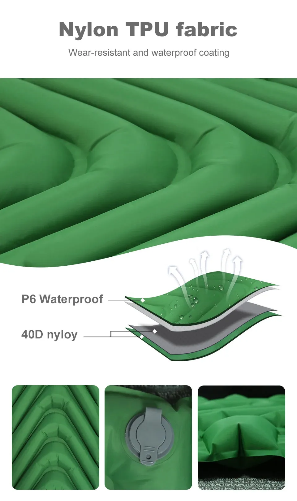 PACOONE Ultralight Inflatable Camping Mattress with Built-in Pump, 2.6" Thick Sleeping Mat