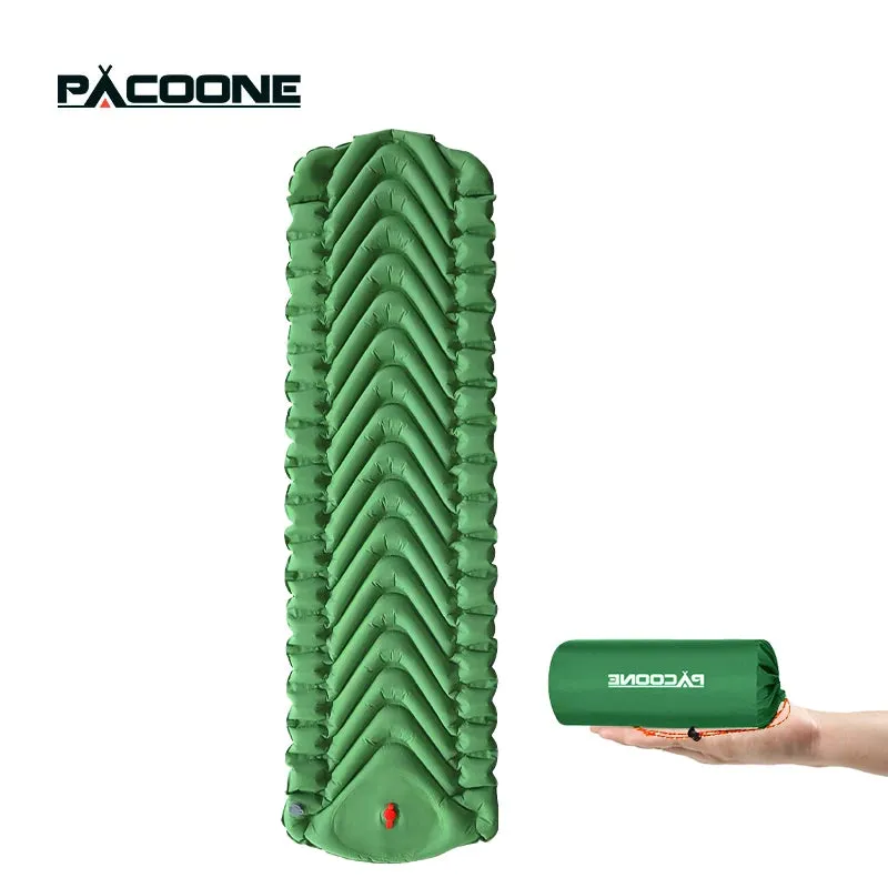 PACOONE Ultralight Inflatable Camping Mattress with Built-in Pump, 2.6" Thick Sleeping Mat