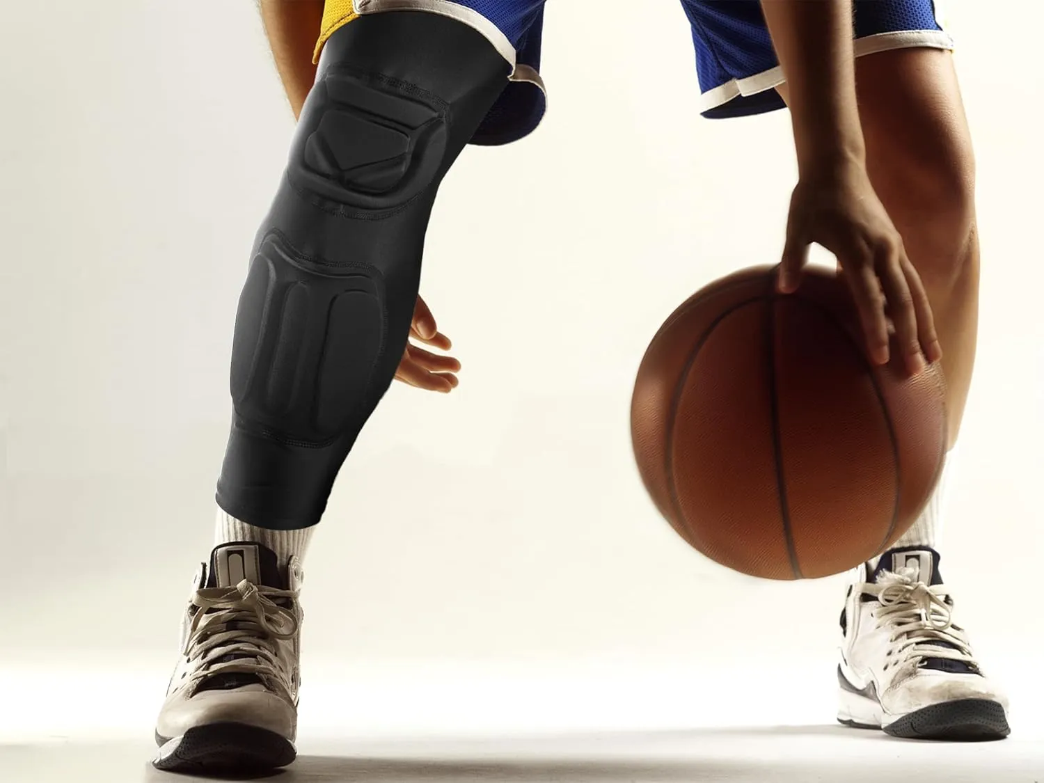 Padded Knee Calf Pads Compression Leg Sleeve Thigh Protector Gear Shin Brace for Football Basketball Volleyball Soccer Baseball for Adult (1 Pair)