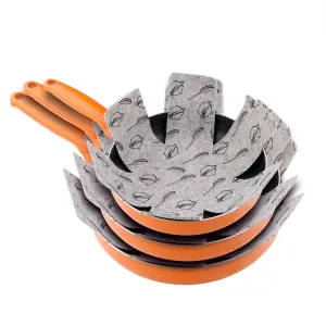 Pan and Pot Protectors,Srasi Print Premium Divider Pads-Set of 6-Gray- Perfect for Non Stick Pans To Avoid Scratching (15inch2 11inch2 7inch2)